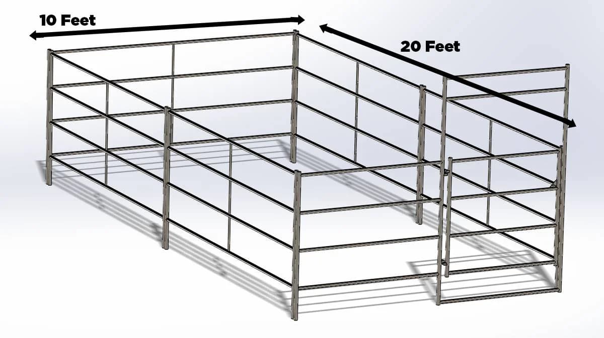 Two Premium 10×20 Side by Side Stall Kit (4 Rail) 14 Gauge Steel Rustic, view 2