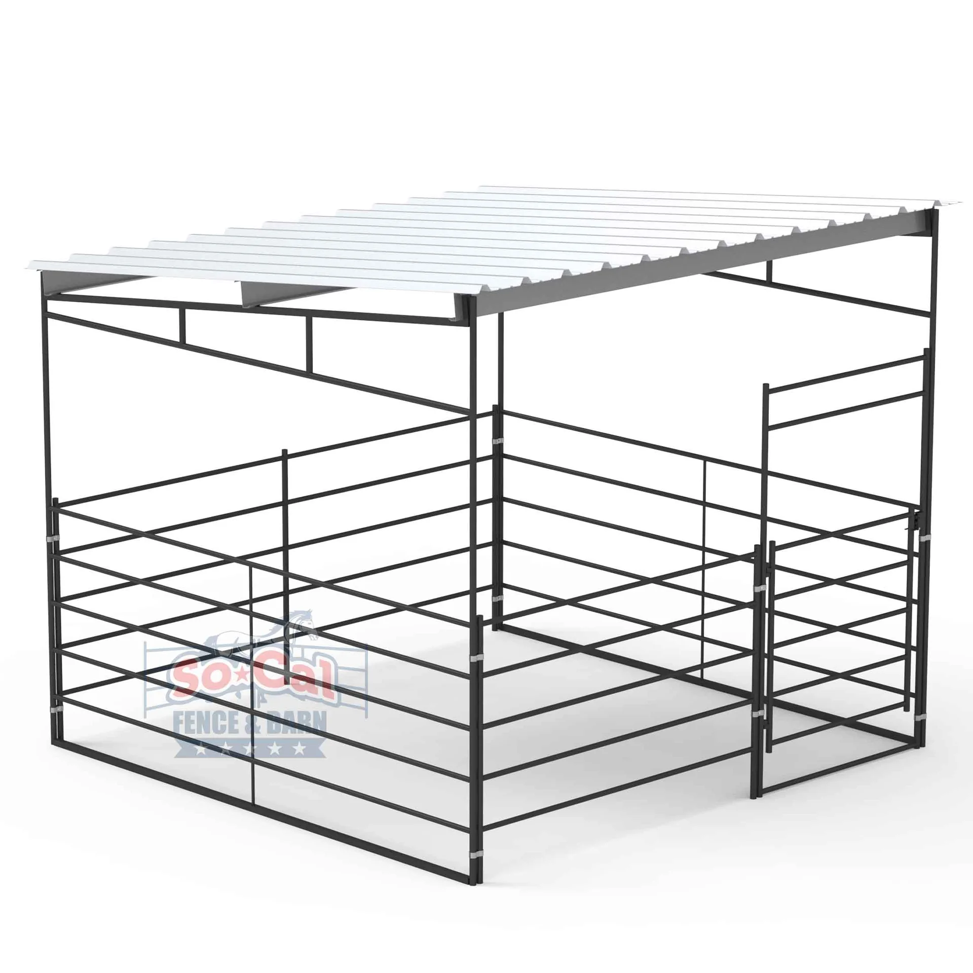 12×12 Horse Stall Kit with 12×12 Sloped Shelter (5 Rail), view 6