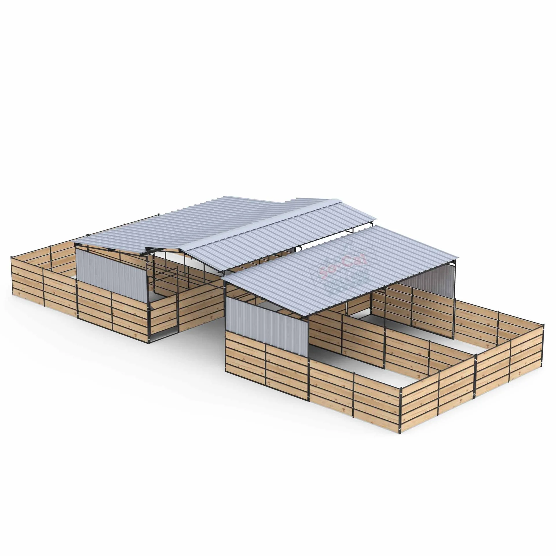 Mare Motel with 12×24 Stalls | PBR Siding + Wood Panel Clamps | 5-Rail