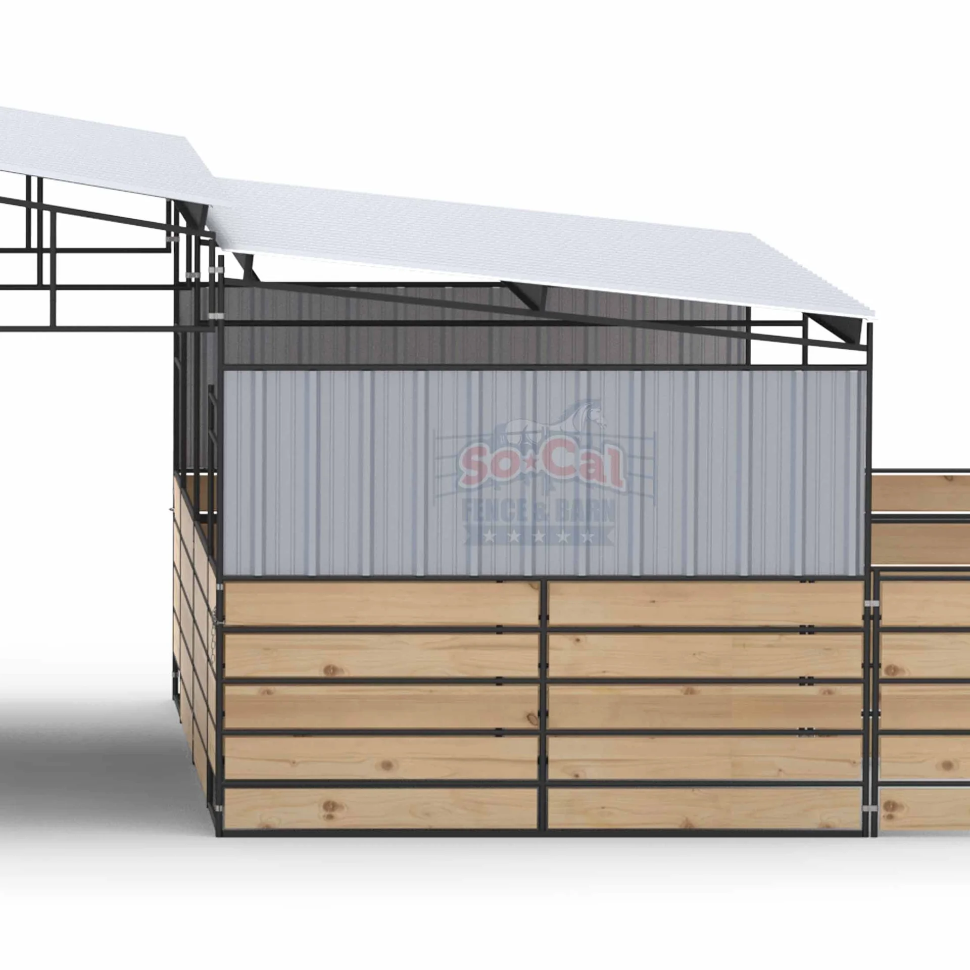 Mare Motel with 12×24 Stalls | PBR Siding + Wood Panel Clamps | 5-Rail, view 5