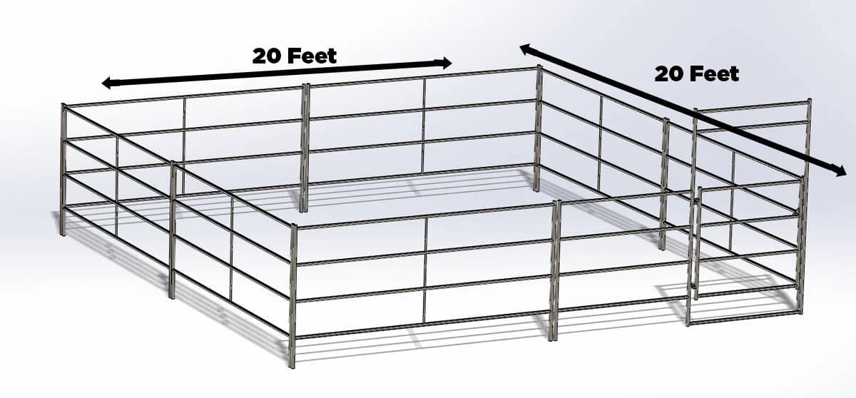 Premium 20×20 Stall Kit (5 Rail) 14-Gauge Steel, view 2