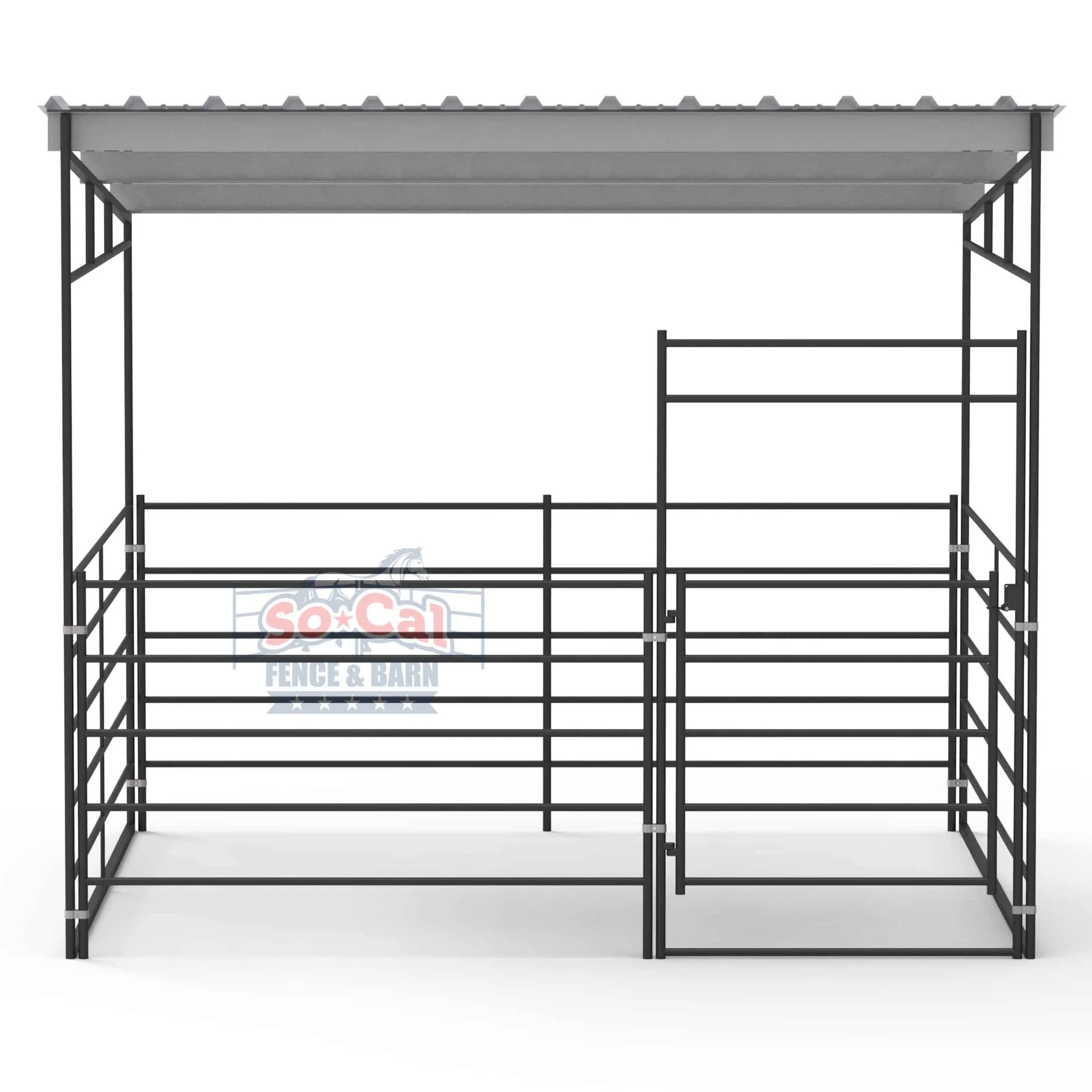 12×12 Horse Stall Kit with 12×12 Sloped Shelter (5 Rail), view 5