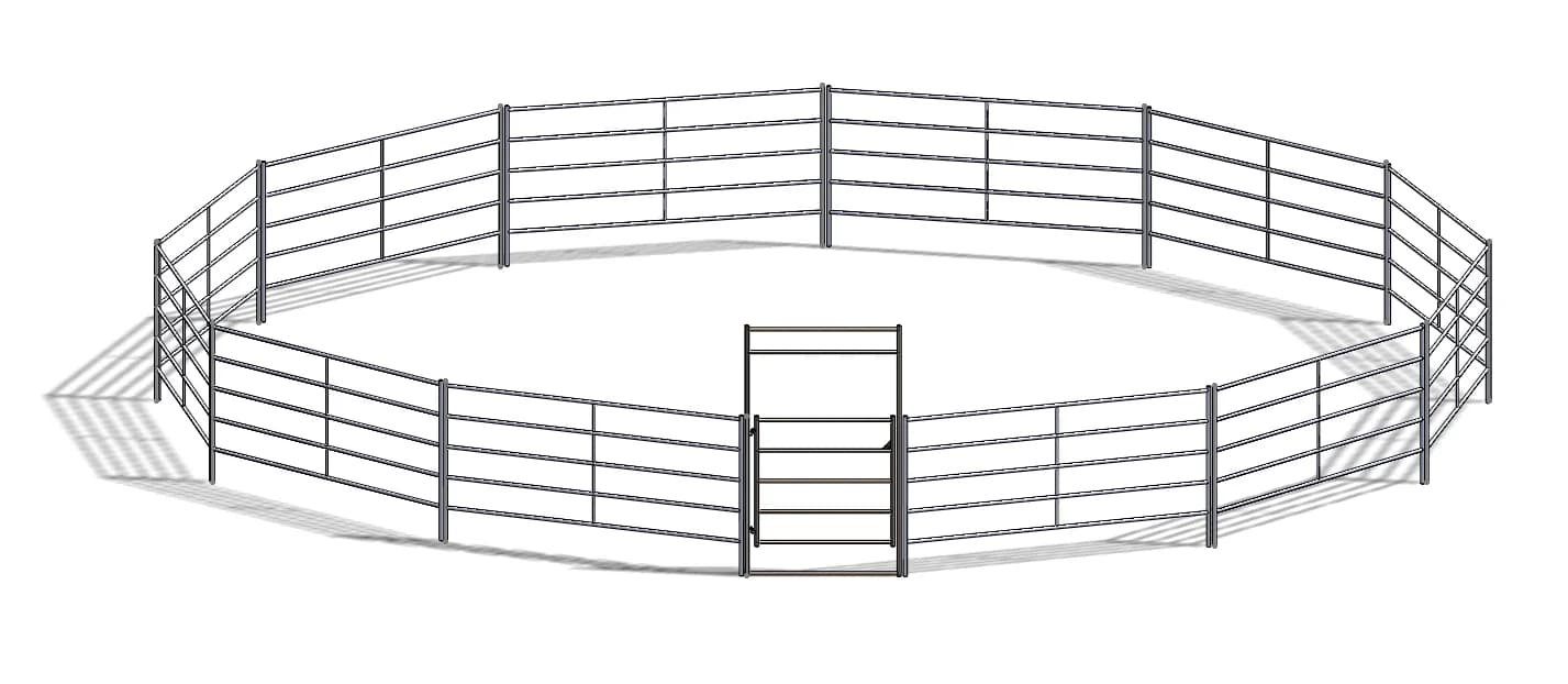 40 ft Round Pen (5-Rail) 14-Gauge Steel