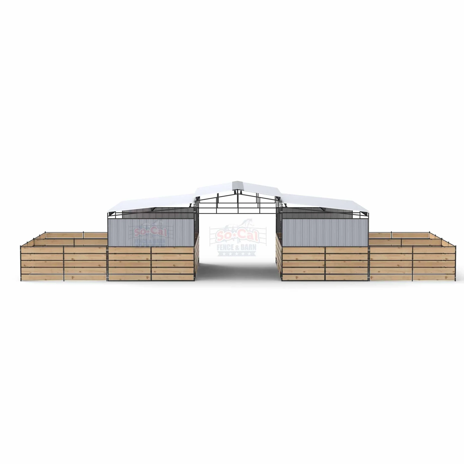Mare Motel with 12×24 Stalls | PBR Siding + Wood Panel Clamps | 5-Rail, view 7