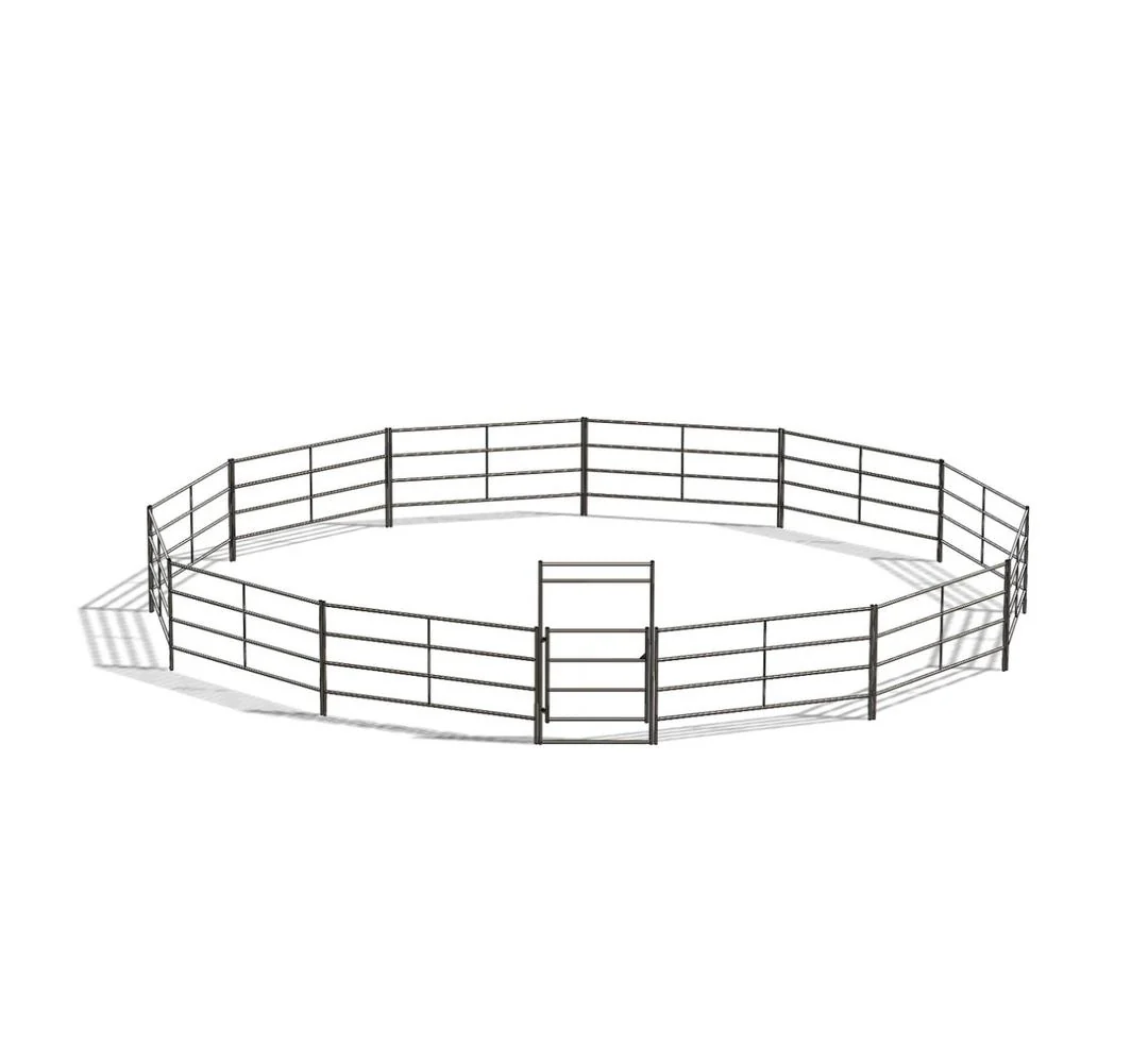 50 ft Round Pen Kit – 4-Rail, 14-Gauge Rustic Steel