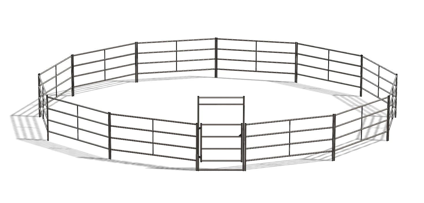 50 ft Round Pen – 4-Rail, 14-Gauge Rustic Steel