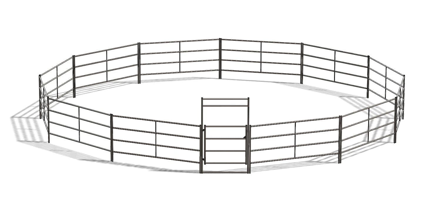 60 ft Round Pen (4-Rail) 14-Gauge Steel Rustic