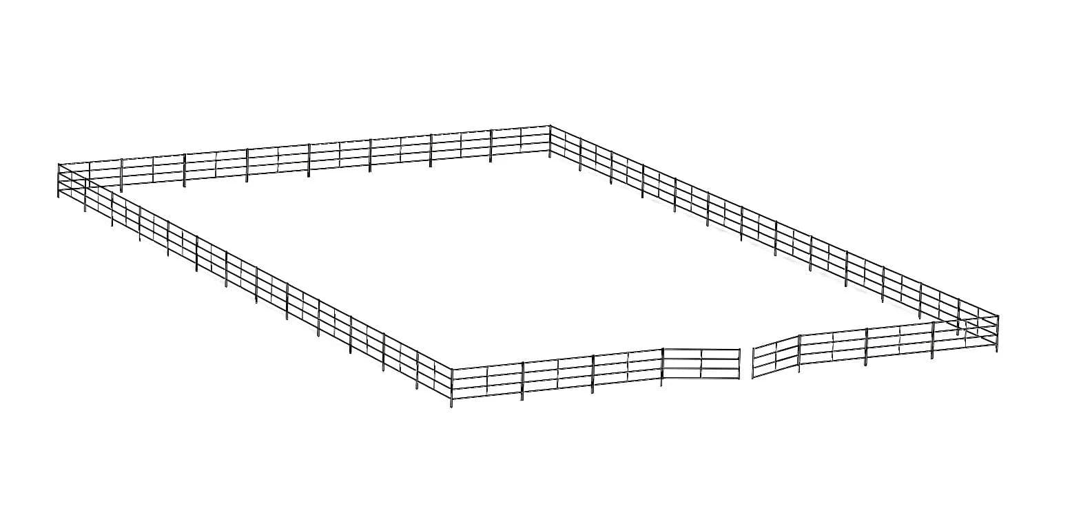 120×200 ft Horse Arena Kit – 4-Rail Rustic Steel