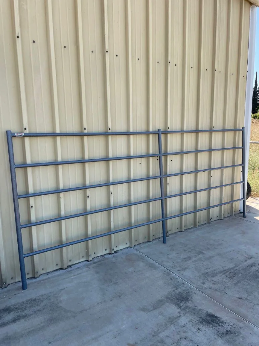 Close-up detail of the premium five-rail corral panel